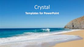  Presentation with blue wave - PPT layouts featuring blue-wave-on-the-beach background and a teal colored foreground