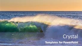  Presentation with blue wave - Slide deck having blue-wave-on-the-beach background and a ocean colored foreground