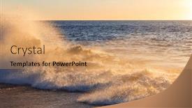  Presentation with blue wave - Presentation theme with blue-wave-on-the-beach background and a coral colored foreground