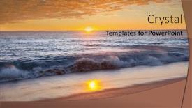  Presentation with blue wave - PPT layouts having blue-wave-on-the-beach background and a yellow colored foreground