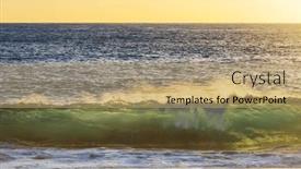  Presentation with blue wave - Slide deck with blue-wave-on-the-beach background and a coral colored foreground