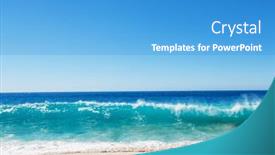 Presentation with blue wave - PPT theme featuring blue-wave-on-the-beach background and a teal colored foreground