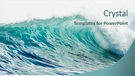  Presentation with blue wave - Presentation theme consisting of blue waves - big wave breaking - summer background and a soft green colored foreground