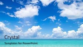  Presentation with tropical - PPT theme consisting of blue waves - tropical sea background and a light blue colored foreground