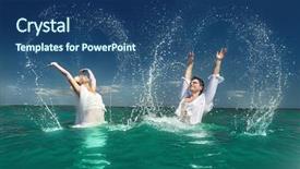  Presentation with fun - PPT theme having blue wedding - portrait of happy loving couple background and a  colored foreground