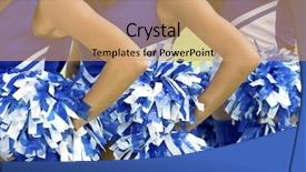 Presentation with white pom pom pom pom - Slide deck featuring blue white - cheerleaders in uniform holding pom-poms background and a coral colored foreground