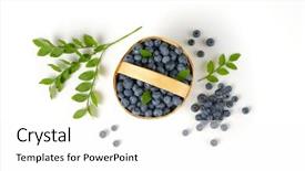  Presentation with blueberries - Slide deck with blue white - overhead view of freshly gathered background and a white colored foreground