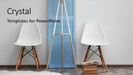  Presentation with room interior design - Cool new presentation theme with blue white - two chairs in room design backdrop and a light gray colored foreground