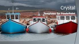  Presentation with red white blue - Presentation theme with blue-white-and-red-fishing background and a gray colored foreground