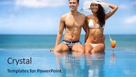  Presentation with summer sun - Amazing theme having blue white men - beach couple looking asian young backdrop and a light blue colored foreground