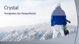 Presentation with snowboard - Presentation theme with blue white men - rear view of sportsman background and a sky blue colored foreground