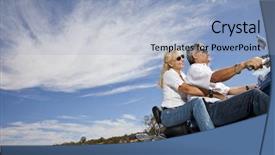  Presentation with motorcycle spare parts - PPT theme consisting of blue white men - senior couple riding motorcycle background and a light blue colored foreground