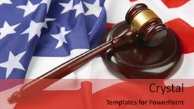  Presentation with judge gavel or law hammer - Cool new slides with blue white red background - judge gavel on american flag backdrop and a red colored foreground