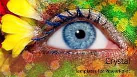  Presentation with blue earth eye - Cool new slides with blue woman eye makeup inspired backdrop and a red colored foreground