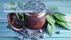  Presentation with antioxidant - Presentation having blue wooden table blueberry background and a teal colored foreground