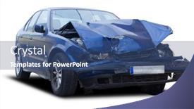  Presentation with car - PPT theme enhanced with blue-wrecked-car-isolated background and a ocean colored foreground