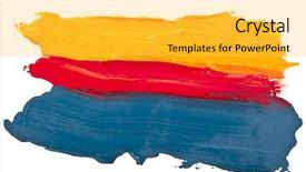  Presentation with paint - Theme enhanced with blue yellow - paint colorful on a white background and a yellow colored foreground