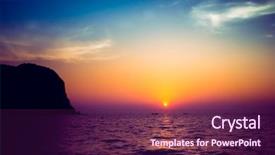  Presentation with krabi - Audience pleasing slide set consisting of blue yellow - tropical sunset on the beach backdrop and a violet colored foreground