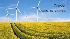  Presentation with rapeseed - PPT layouts consisting of blue yellow - wind farm with rapeseed field background and a light blue colored foreground