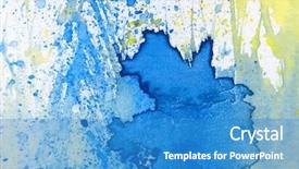  Presentation with abstract watercolor - Colorful slide deck enhanced with blue yellow white watercolor textures backdrop and a teal colored foreground