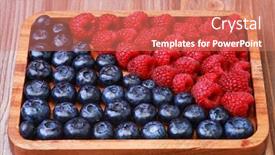  Presentation with blueberries - PPT theme having blueberries-and-raspberries-on-wooden background and a coral colored foreground