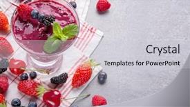  Presentation with smoothies - PPT layouts enhanced with blueberries and raspberry with yogurt background and a  colored foreground