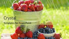  Presentation with blueberries - Presentation theme having blueberries in the morning rain background and a  colored foreground