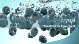  Presentation with blueberries - Slides enhanced with blueberries-pieces-falling-underwater background and a ocean colored foreground