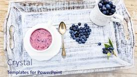  Presentation with yogurt - Audience pleasing presentation consisting of blueberries with yogurt backdrop and a sky blue colored foreground