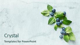  Presentation with gray marble - Slide deck with blueberry - arrangement of blueberries with mint background and a sky blue colored foreground