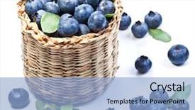  Presentation with smoothie strawberry and blueberries - Colorful slide deck enhanced with blueberry - blueberries in a basket backdrop and a light blue colored foreground
