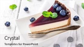  Presentation with cheesecake - Amazing PPT layouts having blueberry - delicious cheesecake with blueberries backdrop and a light gray colored foreground