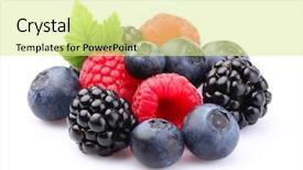  Presentation with fresh strawberry glass of berry - Colorful slide set enhanced with blueberry - fresh berry backdrop and a blonde colored foreground