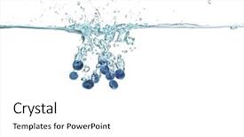  Presentation with fresh water - PPT theme featuring blueberry - fresh blueberries falling in water background and a white colored foreground
