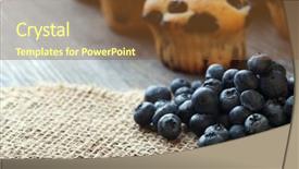  Presentation with pastries - Audience pleasing presentation design consisting of blueberry - muffin with blueberries backdrop and a tawny brown colored foreground