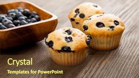 Presentation with pastries - Slide deck with blueberry - muffin with blueberries background and a tawny brown colored foreground