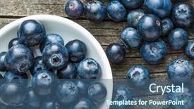  Presentation with antioxidant - Cool new PPT theme with blueberry - tasty blueberries fruit in bowl backdrop and a ocean colored foreground