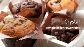  Presentation with muffins - Slide set with blueberry and chocolate muffins background and a tawny brown colored foreground