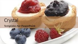  Presentation with blueberry - Amazing slides having blueberry-and-raspberry-cheesecakes backdrop and a coral colored foreground