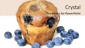  Presentation with muffin - Beautiful slides featuring blueberry muffin isolated on white backdrop and a coral colored foreground