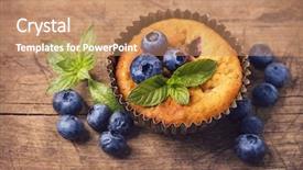  Presentation with blueberry - Slides enhanced with blueberry muffins in old metal background and a coral colored foreground
