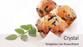  Presentation with muffins - Beautiful PPT layouts featuring blueberry muffins backdrop and a soft green colored foreground