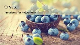  Presentation with blueberry - Slides with blueberry on wooden table background background and a blonde colored foreground