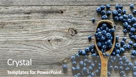  Presentation with blueberry - Audience pleasing presentation consisting of blueberry with wooden spoon backdrop and a gray colored foreground