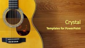  Presentation with acoustic - Theme having bluegrass - acoustic guitar resting background and a tawny brown colored foreground