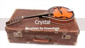  Presentation with old fashioned country kitchen - Amazing PPT layouts having bluegrass - old suitcase and mandolin backdrop and a tawny brown colored foreground