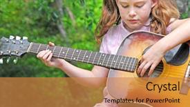  Presentation with guitar - Presentation enhanced with bluegrass - young girl playing guitar outdoors background and a gold colored foreground