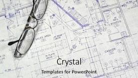  Presentation with panelist table microphones - Beautiful presentation featuring blueline - blueprints on a table backdrop and a  colored foreground