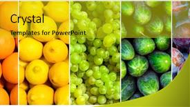  Presentation with fruit farm - Slides having fruit rainbow background and a yellow colored foreground