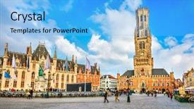  Presentation with historical building - Beautiful presentation theme featuring edifice - market square markt provincial government backdrop and a light blue colored foreground